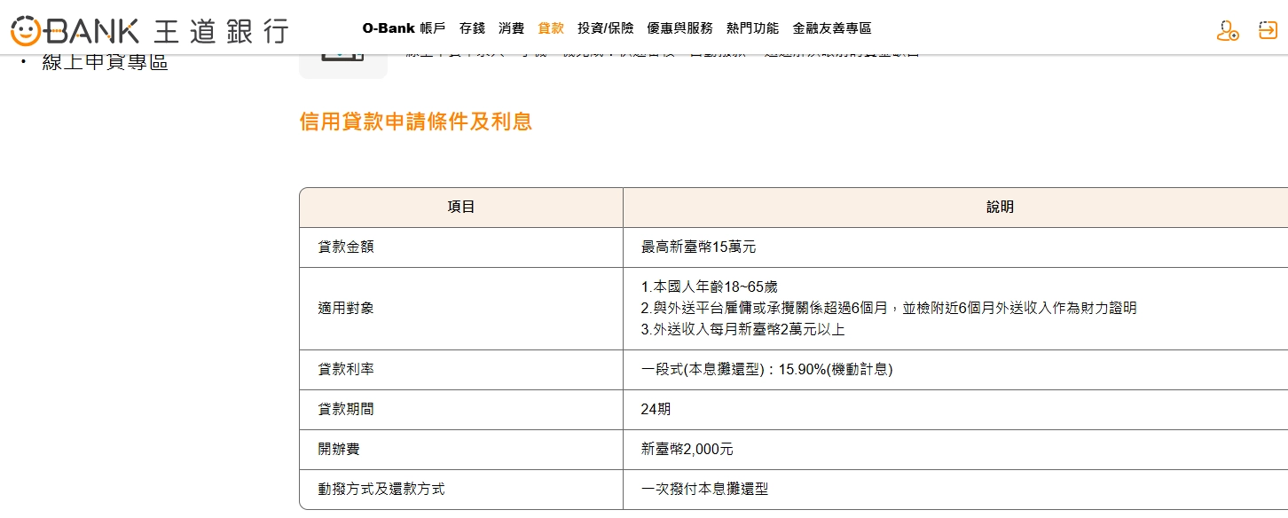 王道銀行外送員貸款