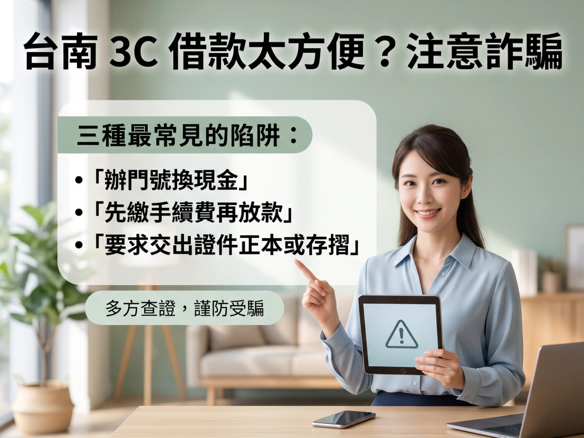 台南 3C 借款太方便?注意詐騙