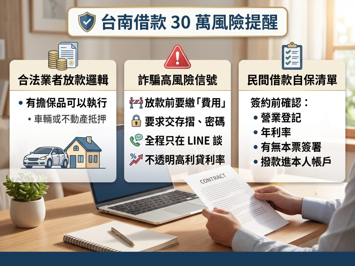 台南借款 30 萬風險提醒