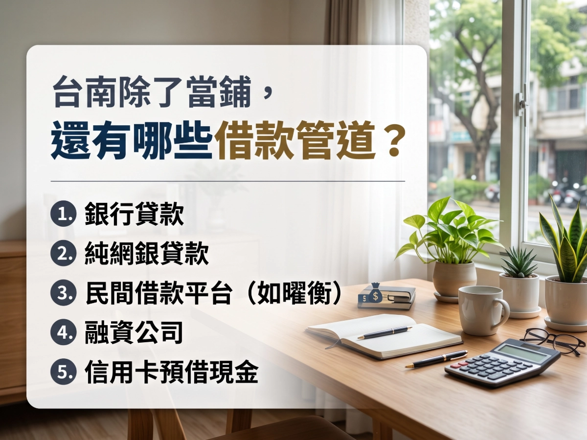 台南除了當鋪,還有哪些借款管道