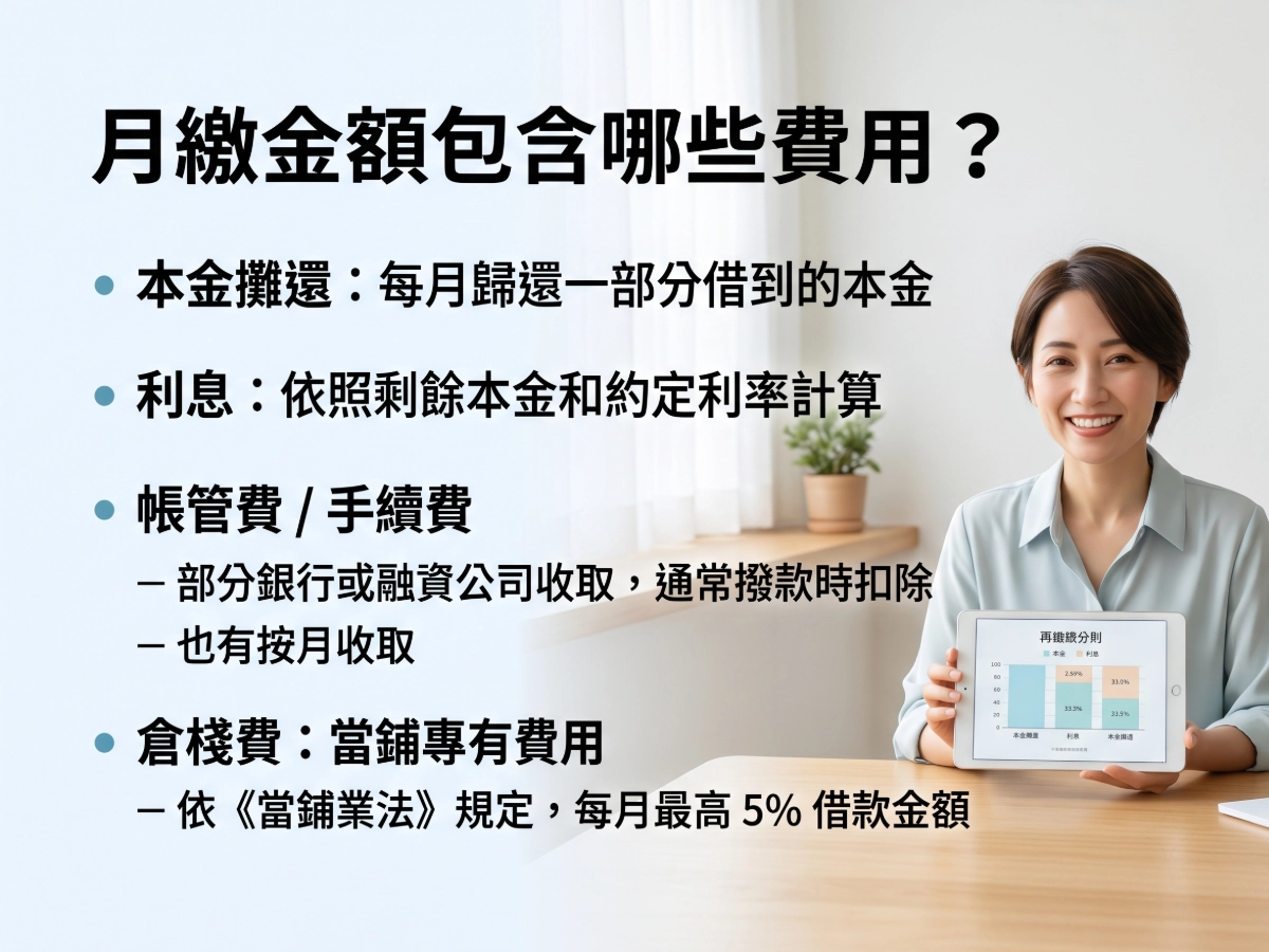 月繳金額包含哪些費用