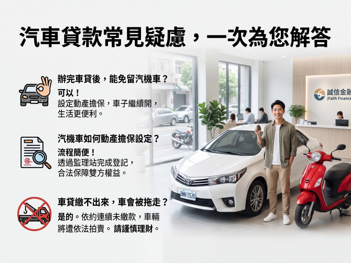 辦完車貸後,能免留汽機車